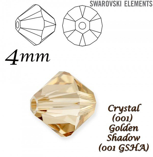 SWAROVSKI XILION BEAD 5328 barva CRYSTAL GOLDEN SHADOW velikost 4mm. Balení 20Ks. 