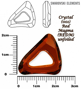 SWAROVSKI ELEMENTS Organic Cosmic Triangle 4736 barva CRYSTAL (001) RED MAGMA (REDM) velikost 20mm.