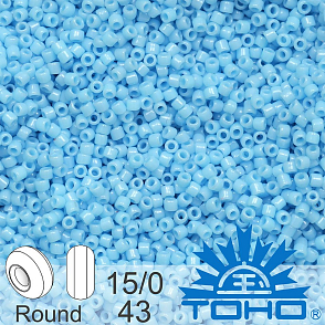 Korálky TOHO tvar ROUND (kulaté). Velikost 15/0. Barva č. 43-Opaque Blue Turquoise . Balení 5g.