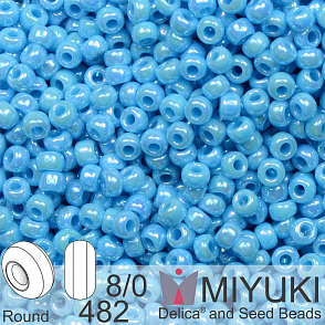 Korálky Miyuki Round 8/0. Barva 482 Opaque Turquoise Blue AB . Balení 5g