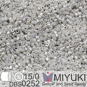 Korálky Miyuki Delica 15/0. Barva DBS 0252 Opaque Gray Luster. Balení 2g.