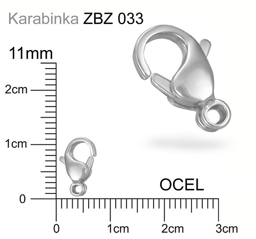 KARABINKA chirurgická ocel. Ozn. ZBZ 033. Velikost 11,0mm. 