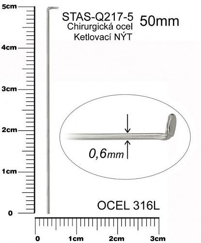 Ketlovací NÝT CHIRURGICKÁ OCEL ozn.-STAS-Q217-5. velikost 50mm.