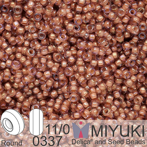 Korálky Miyuki Round 11/0. Barva 0337 Lined Cinnamon Luster. Balení 5g.