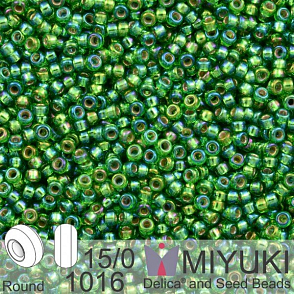 Korálky Miyuki Round 15/0. Barva 1016 S/L Green AB. Balení 5g