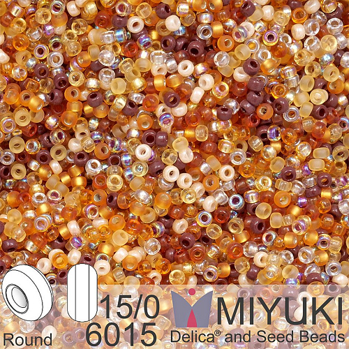 Korálky Miyuki Round 15/0. Barva Mix - Golden Grains  6015. Balení 5g.