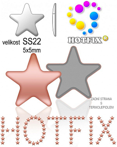 Kovové NAILHEAD HOTFIX nažehlovací polotovary. STAR Velikost SS22 (4,90-5,10mm) Tl.0,6mm. Barva 018 RŮŽOVÁ  (lesklá ocelová). Balení 50Ks.