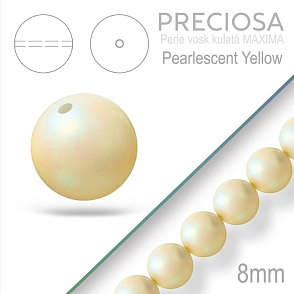 Preciosa Perle voskovaná kulatá MAXIMA Pearlescent Yellow velikost 8mm. Balení návlek 15Ks.