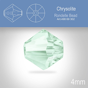 PRECIOSA Bicone MC BEAD (sluníčko) velikost 4mm. Barva CHRYSOLITE. Balení 30ks .
