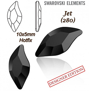 SWAROVSKI HOT-FIX 2797 tvar DIAMOND LEAF FB velikost 10x5mm barva JET 