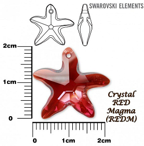 SWAROVSKI Starfish Pendant barva CRYSTAL RED MAGMA velikost 20mm