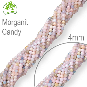 Korálky z minerálů Morganit Candy přírodní polodrahokam. Velikost pr.4mm. Balení 18Ks.