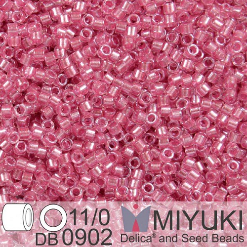 Korálky Miyuki Delica 11/0. Barva Spkl Peony Pink Lined Crystal  DB0902. Balení 5g