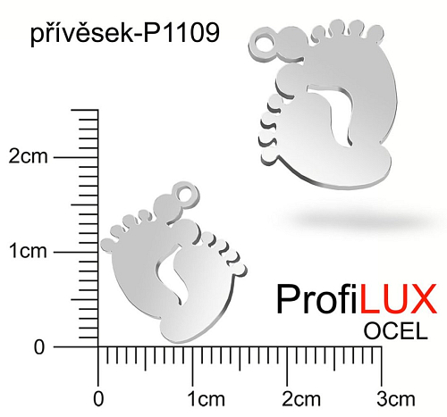 Přívěsek Chirurgická Ocel ozn-P1109 STOPY velikost 15x17mm tl.1.2mm. Řada přívěsků ProfiLUX