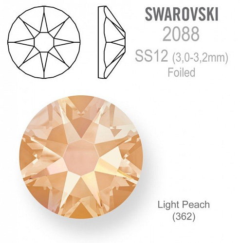 SWAROVSKI 2088 XIRIUS FOILED velikost SS12 barva Light Peach 