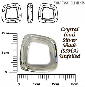 SWAROVSKI ELEMENTS Cosmic Square Ring barva CRYSTAL (001) SILVER SHADE (SSHA) Unfoiled velikost 20mm.