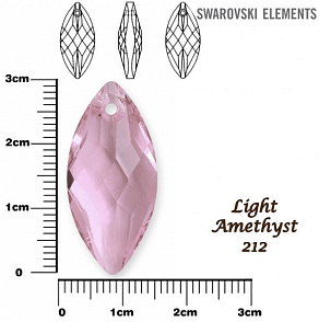 SWAROVSKI Navette Pendant barva Light AMETHYST velikost 30x14mm.
