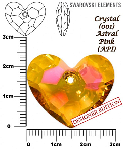 SWAROVSKI 6264 Truly in Love Heart barva CRYSTAL ASTRAL PINK velikost 28mm.