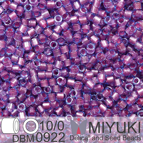 Korálky Miyuki Delica 10/0. Barva Spkl Orchid Lined Aqua  DBM0922. Balení 5g.