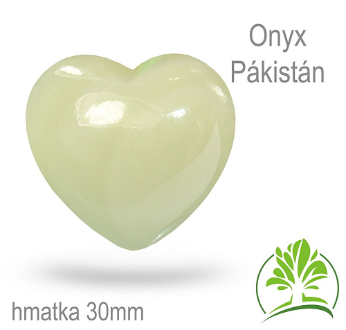 Minerály HMATKY tvar Srdce velikost 30mm Onyx Pákistán.