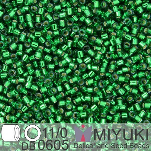 Korálky Miyuki Delica 11/0. Barva Dyed S/L Emerald DB0605. Balení 5g