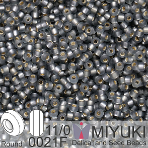 Korálky Miyuki Round 11/0. Barva 0021F Matte Silverlined Gray. Balení 5g.