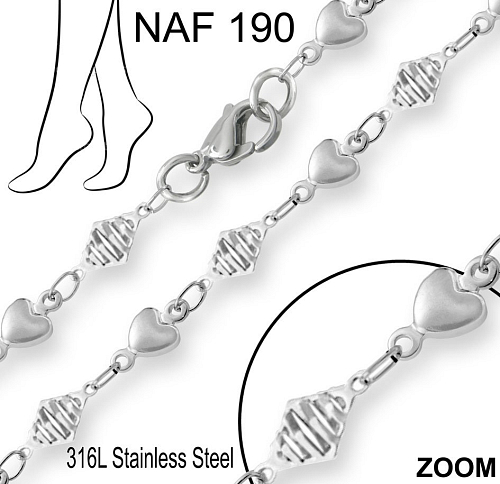 Náramek na nohu NAF 190. Materiál Chirurgická ocel. Délka 26cm.