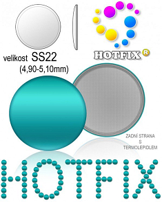 Kovové NAILHEAD HOTFIX nažehlovací polotovary. Velikost SS22 (4,90-5,10mm) Tl.0,6mm. Barva 039 TYRKYSOVÁ (lesklá ocelová). Balení 50Ks.