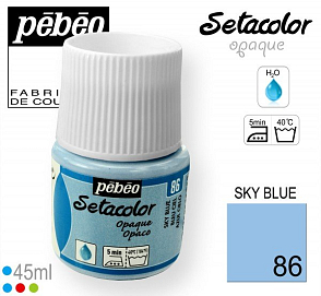 Barva na Textil SETACOLOR OPAQUE Pebeo. barva č. 86 SKY BLUE. Balení 45ml.