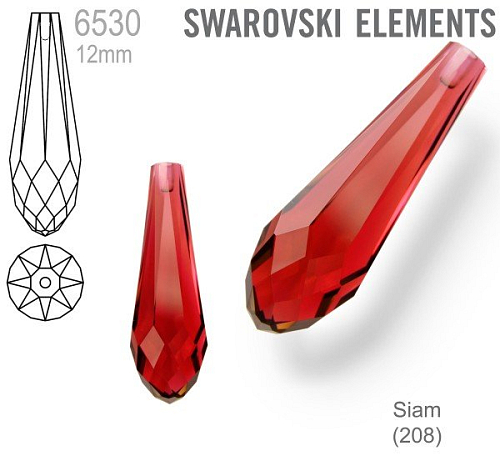 SWAROVSKI 6530 Pure Drop Pendant velikost 12mm. Barva Siam 
