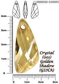 SWAROVSKI ELEMENTS 6690 Wing Pendant barva CRYSTAL GOLDEN SHADOW velikost 39mm