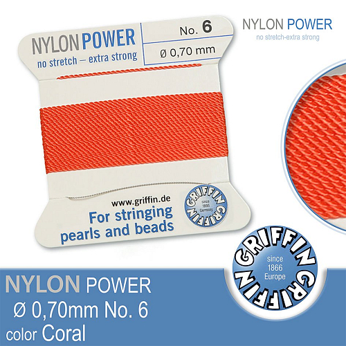 NYLON Power velmi pevná nit GRIFFIN síla nitě 0,70mm barva Coral