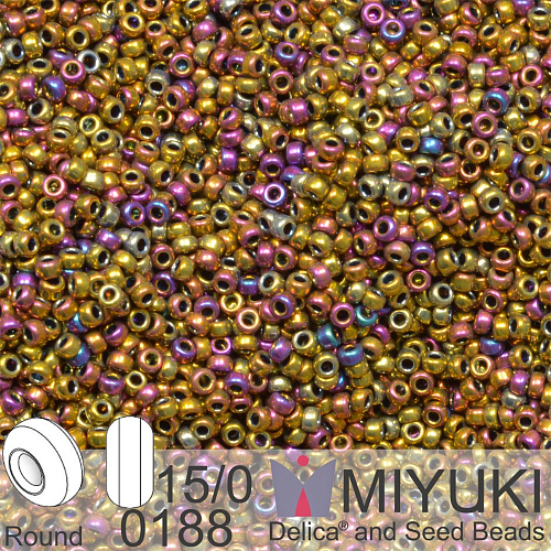 Korálky Miyuki Round 15/0. Barva 0188 Metallic Purple Gold Iris. Balení 5g