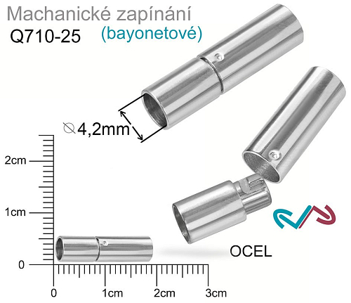 Mechanické zapínání (bayonetové) CHIRURGICKÁ OCEL ozn.-STAS-Q710-25. velikost pr.5x18mm