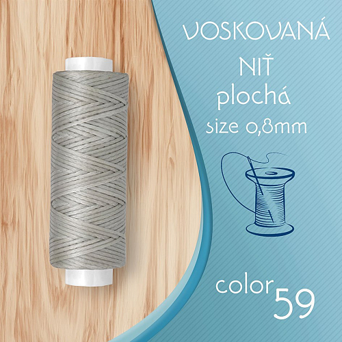 Voskovaná nit 0,8mm PLOCHÁ cívka 30m barva č.59 Light Gray