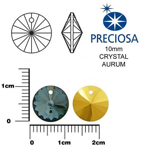 PRECIOSA MC RIVOLI velikost 10mm. Barva CRYSTAL AURUM.