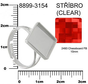 PRSTEN na SWAROVSKI Chessboard FB 10mm . Barva stříbrná. Ozn-8899-3154. 