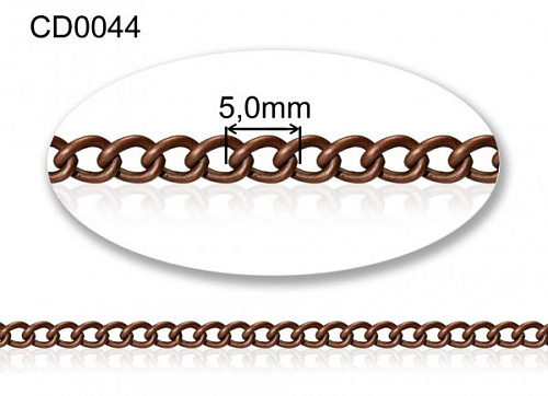 Řetízek ADJUSTOVÝ silný . Ozn. CD0044. Velikost očka 5mm síla drátu 0,9mm. Barva staroměděná.