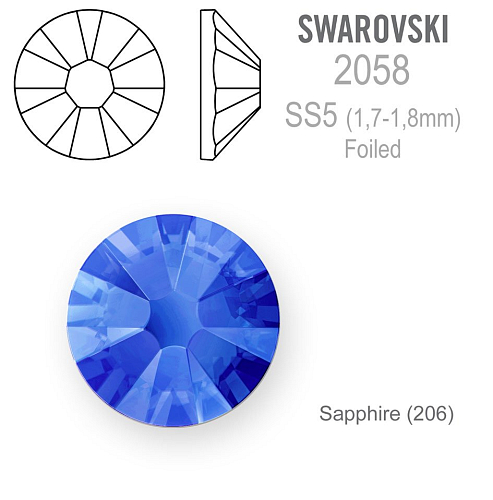 SWAROVSKI 2058 XILION FOILED velikost SS5 barvaSAPPHIRE 