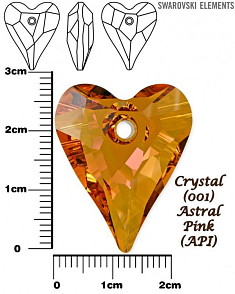 SWAROVSKI Wild Heart Pendant barva CRYSTAL ASTRAL PINK velikost 27mm.