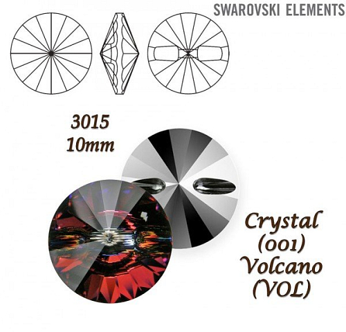 SWAROVSKI Buttons 3015 barva CRYSTAL VOLCANO velikost 10mm