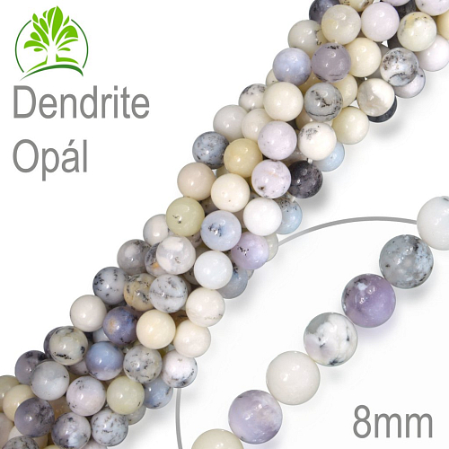 Korálky z minerálů Dendrite Opál přírodní polodrahokam.  Velikost pr.8mm. Balení 10Ks.