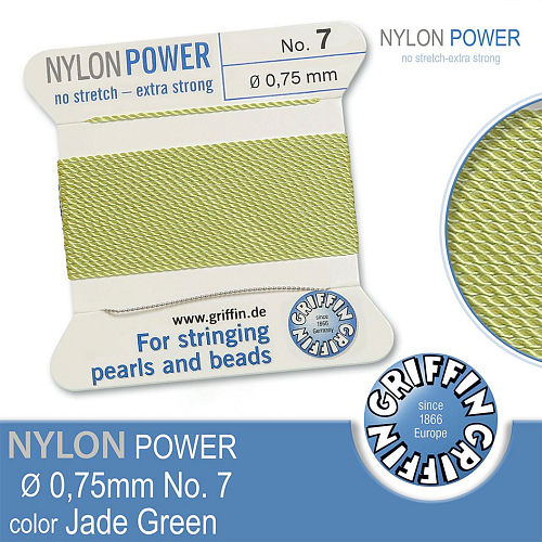 NYLON Power velmi pevná nit GRIFFIN síla nitě 0,75mm Barva Jade Green