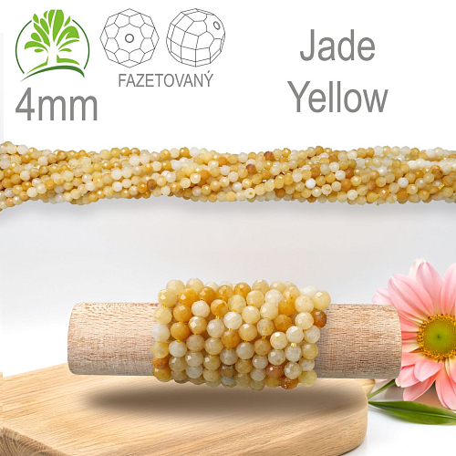 Korálky z minerálů Jade Yellow Fazetovaný přírodní polodrahokam. Velikost pr.4mm. Balení 95Ks.
