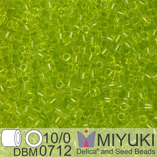 Korálky Miyuki Delica 10/0. Barva Tr Chartreuse DBM0712. Balení 5g.