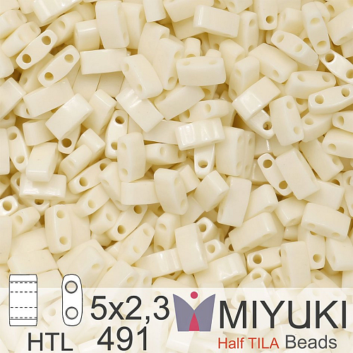 Korálky Miyuki Half Tila. Barva  Ivory Pearl Ceylon Luster HTL 491. Balení 3g.