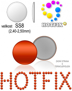 Kovové NAILHEAD HOTFIX nažehlovací polotovary. Velikost SS8 (2,40-2,50mm) Tl.0,6mm. Barva 034 PAPRIKOVÁ ČERVENÁ  (lesklá ocelová). Balení 80Ks