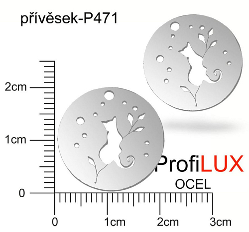 Přívěsek Chirurgická Ocel ozn-P471 medailon KOČKA velikost pr.20mm tl.1.0mm. Řada přívěsků ProfiLUX. 