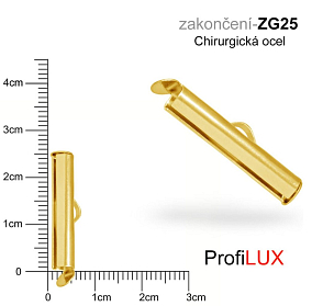 Zakončení na náramky chirurgická ocel. Ozn. ZG25. Velikost otvor 3,5mm délka 25mm. Barva POZLACENO.