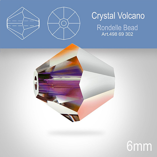 PRECIOSA Bicone MC BEAD (sluníčko) velikost 6mm. Barva CRYSTAL VOLCANO. Balení 18ks .